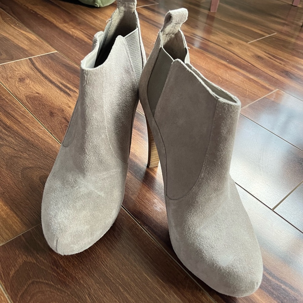 BCBG Grey Suede Booties